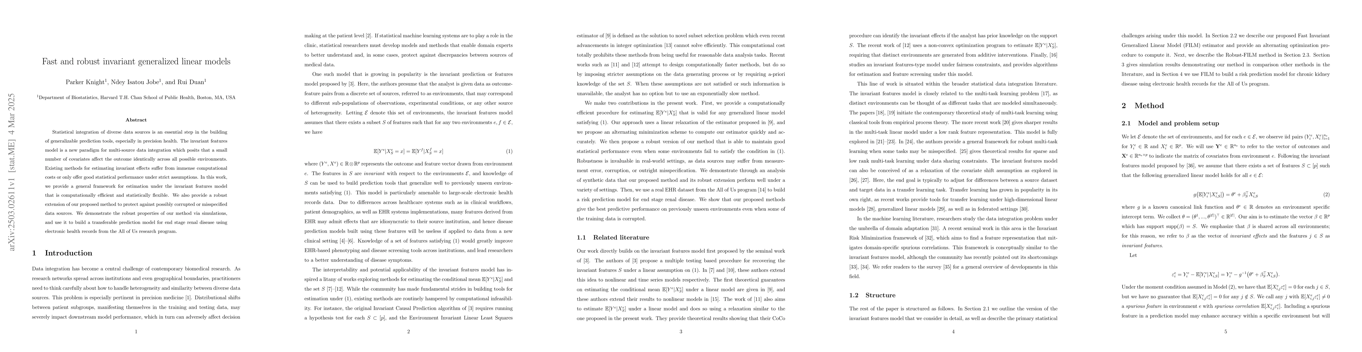 Thumbnail for Fast and robust invariant generalized linear models