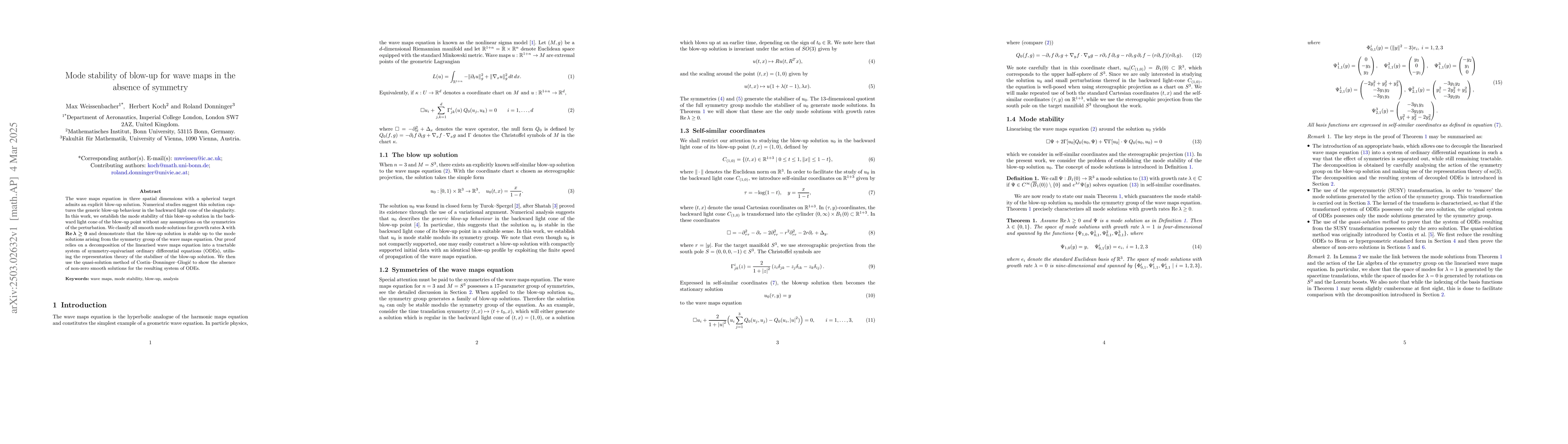 Thumbnail for Mode stability of blow-up for wave maps in the absence of symmetry