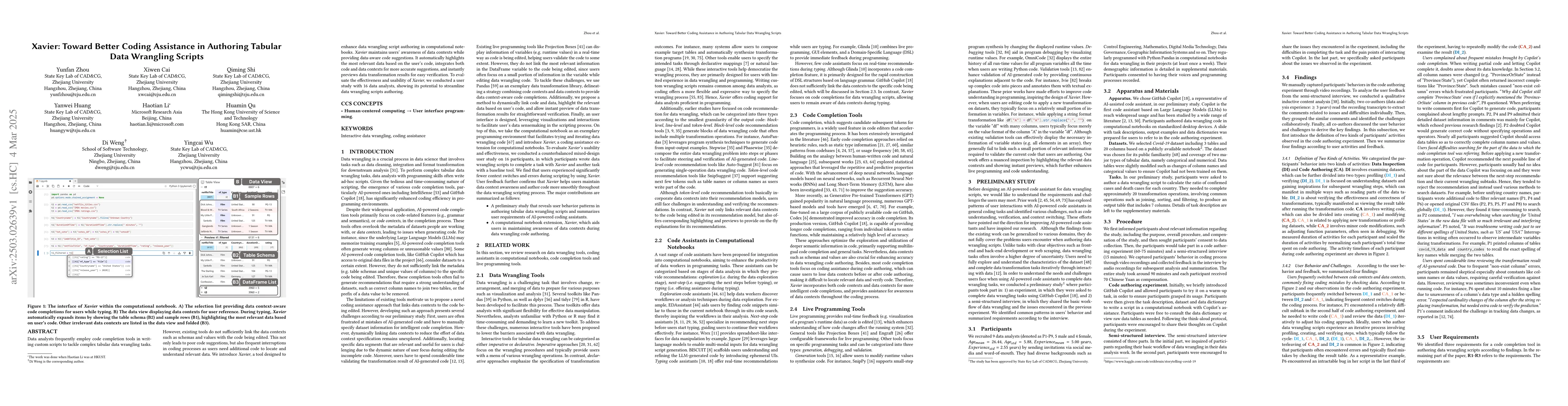 Thumbnail for Xavier: Toward Better Coding Assistance in Authoring Tabular Data
  Wrangling Scripts