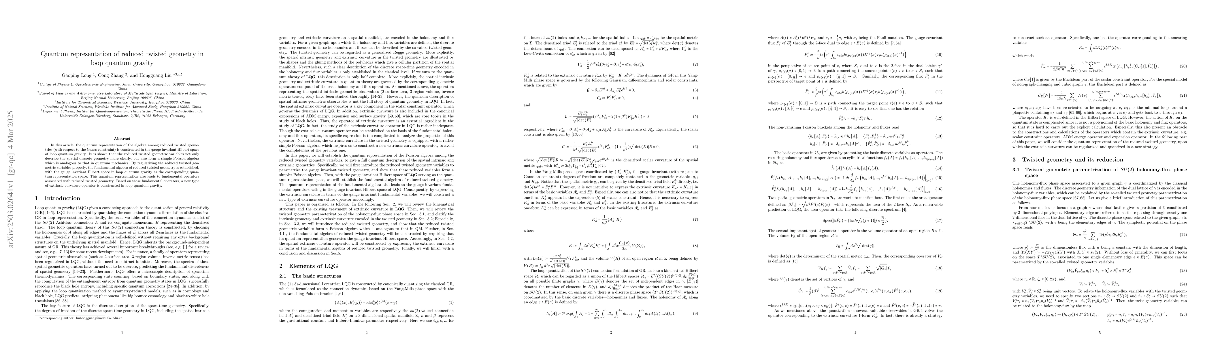 Thumbnail for Quantum representation of reduced twisted geometry in loop quantum
  gravity