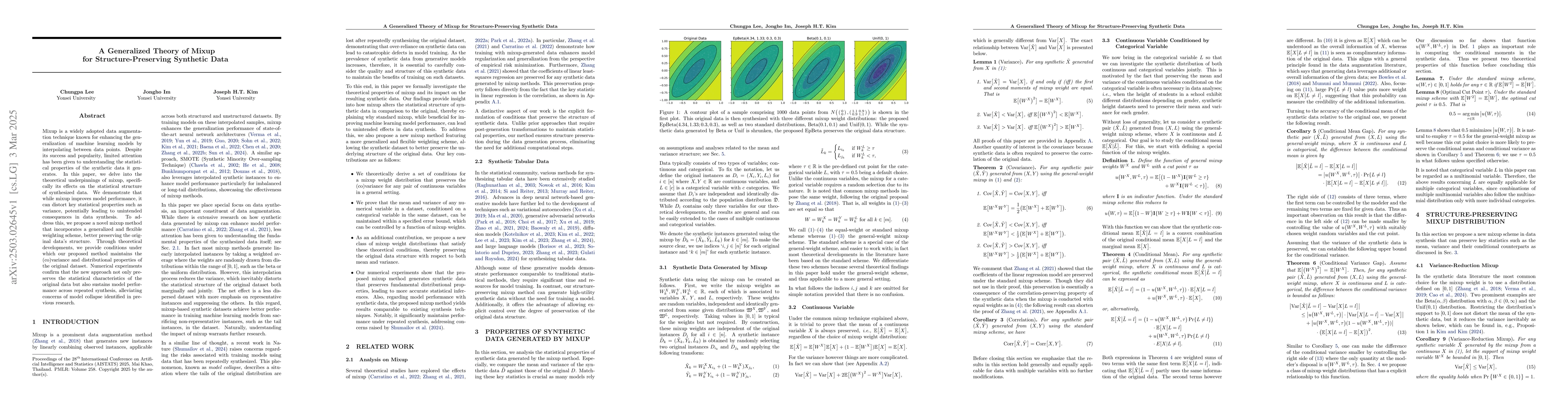 Thumbnail for A Generalized Theory of Mixup for Structure-Preserving Synthetic Data