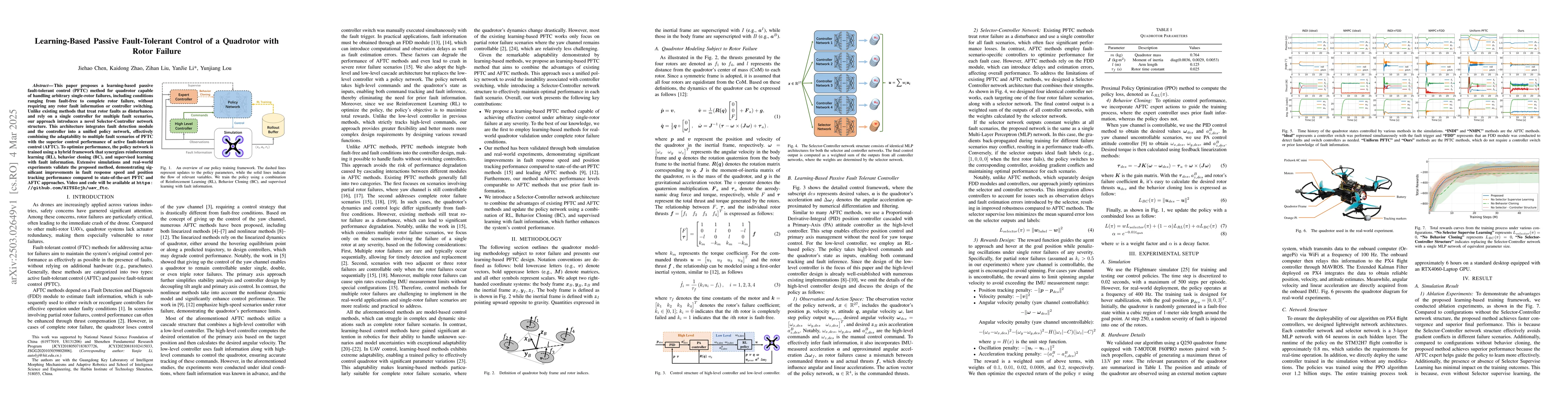 Thumbnail for Learning-Based Passive Fault-Tolerant Control of a Quadrotor with Rotor
  Failure