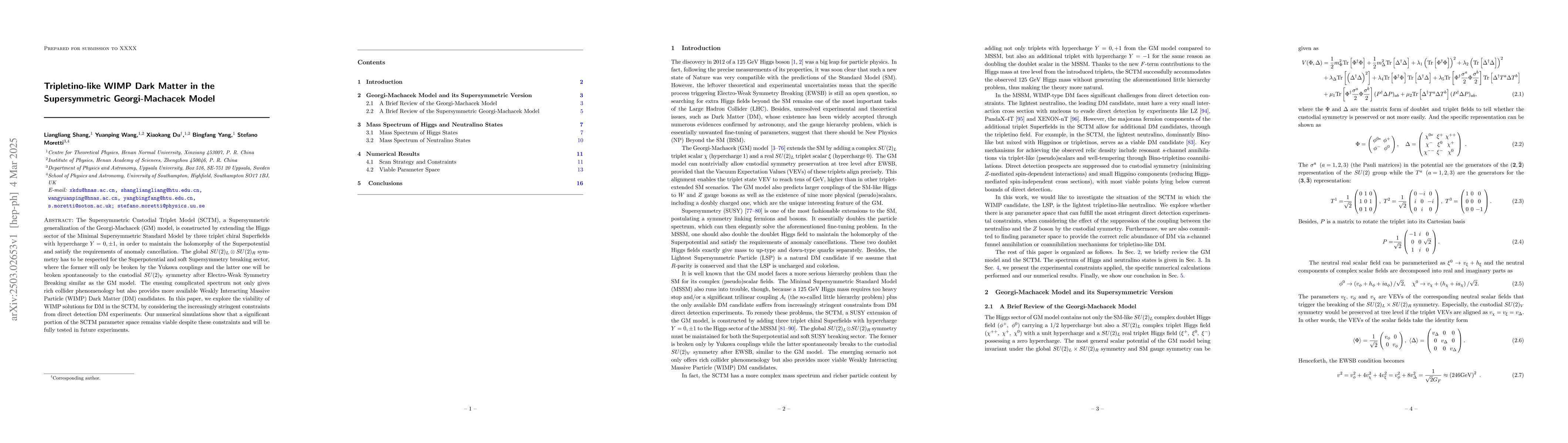 Thumbnail for Tripletino-like WIMP Dark Matter in the Supersymmetric Georgi-Machacek
  Model
