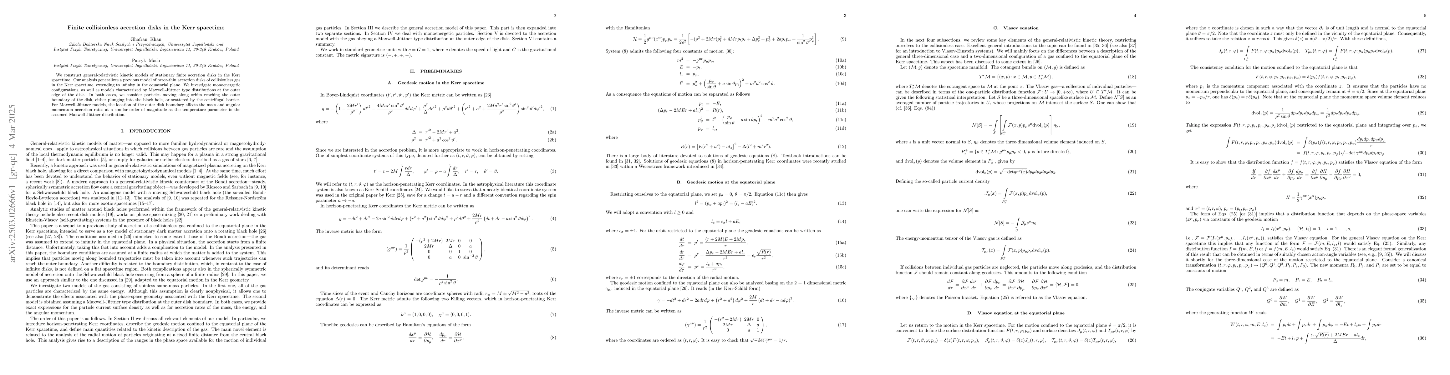 Thumbnail for Finite collisionless accretion disks in the Kerr spacetime