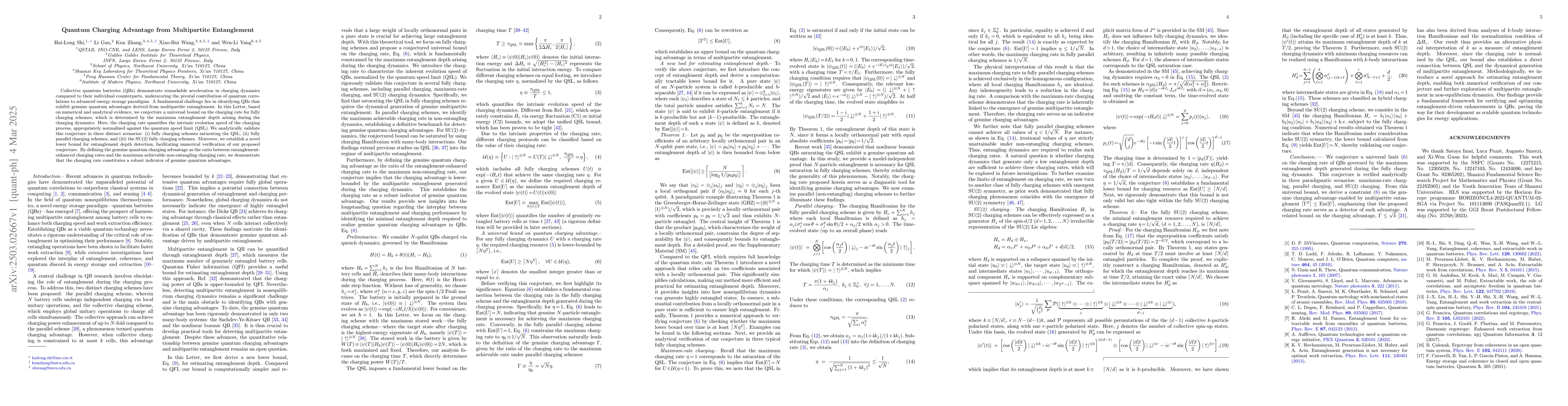Thumbnail for Quantum Charging Advantage from Multipartite Entanglement