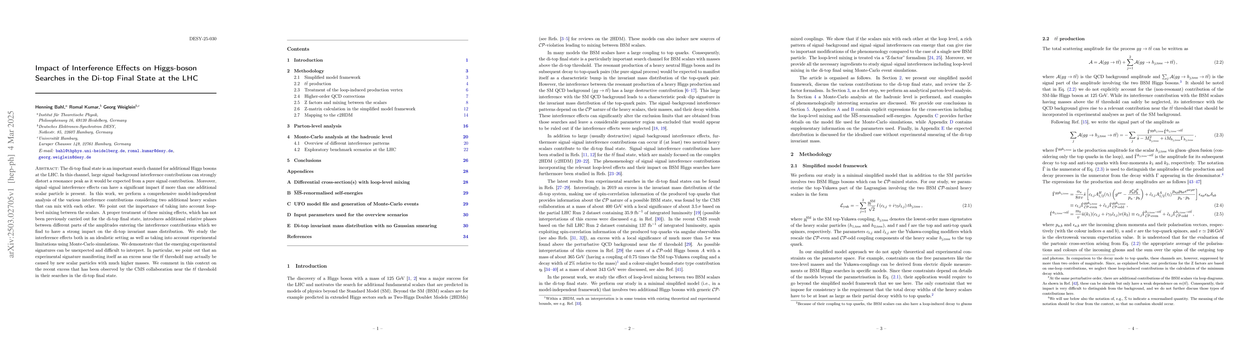 Thumbnail for Impact of Interference Effects on Higgs-boson Searches in the Di-top
  Final State at the LHC