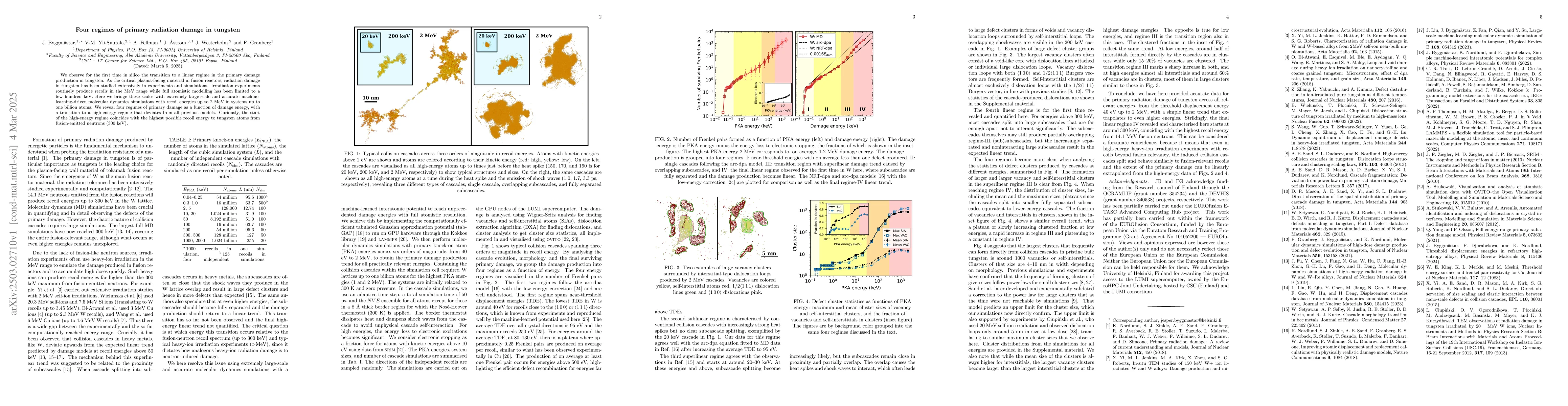 Thumbnail for Four regimes of primary radiation damage in tungsten