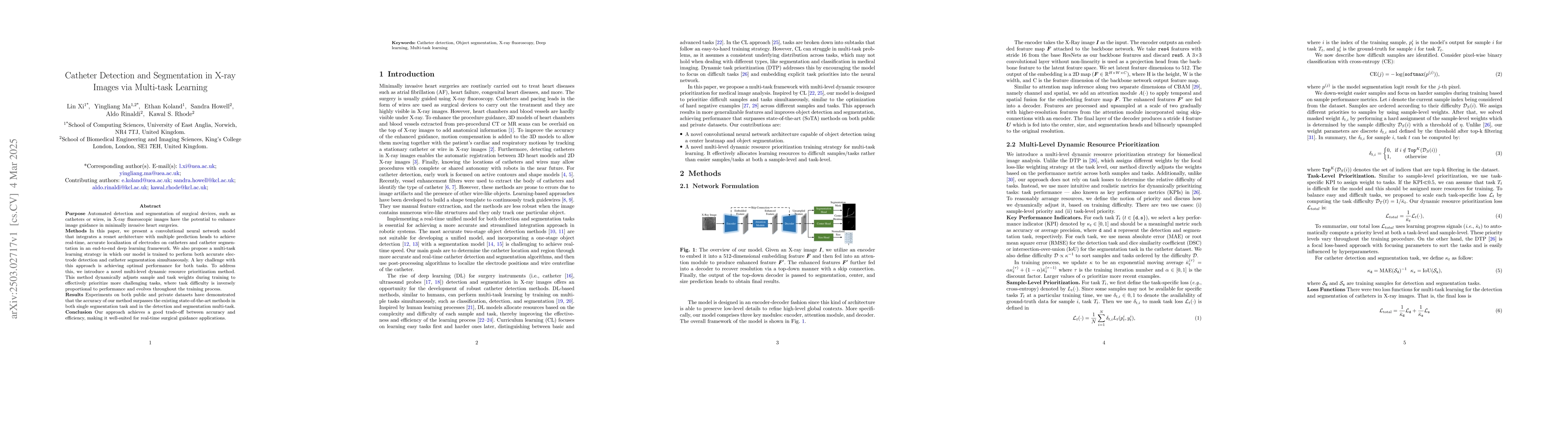Thumbnail for Catheter Detection and Segmentation in X-ray Images via Multi-task
  Learning