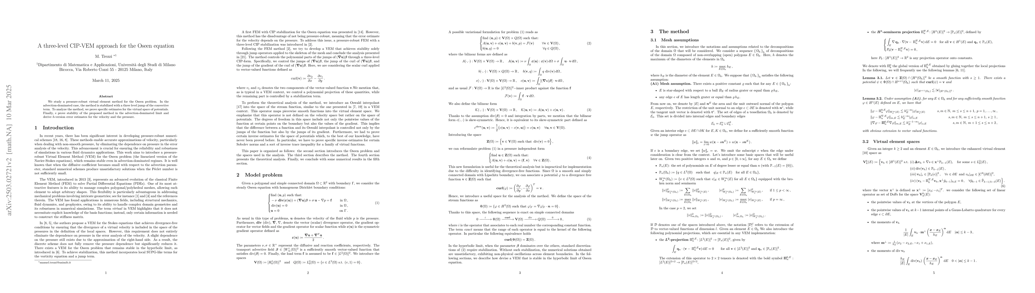 Thumbnail for A three-level CIP-VEM approach for the Oseen equation