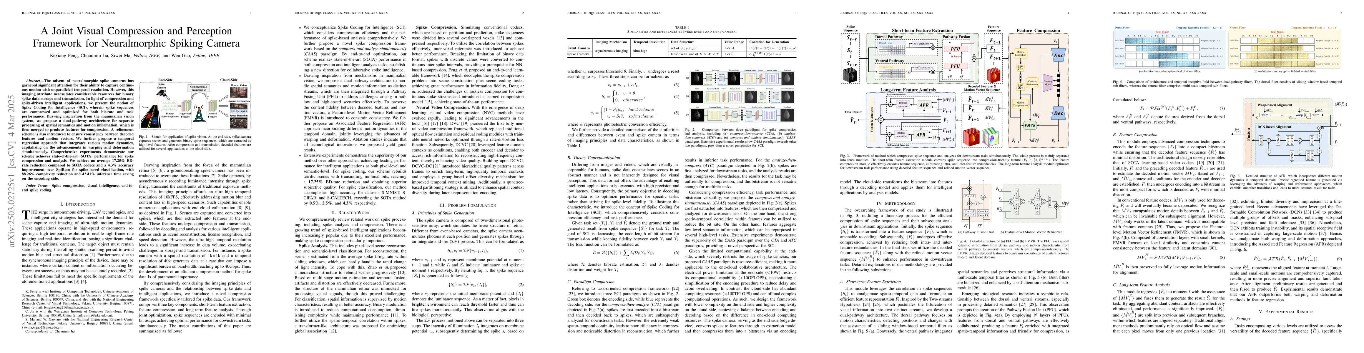 Thumbnail for A Joint Visual Compression and Perception Framework for Neuralmorphic
  Spiking Camera