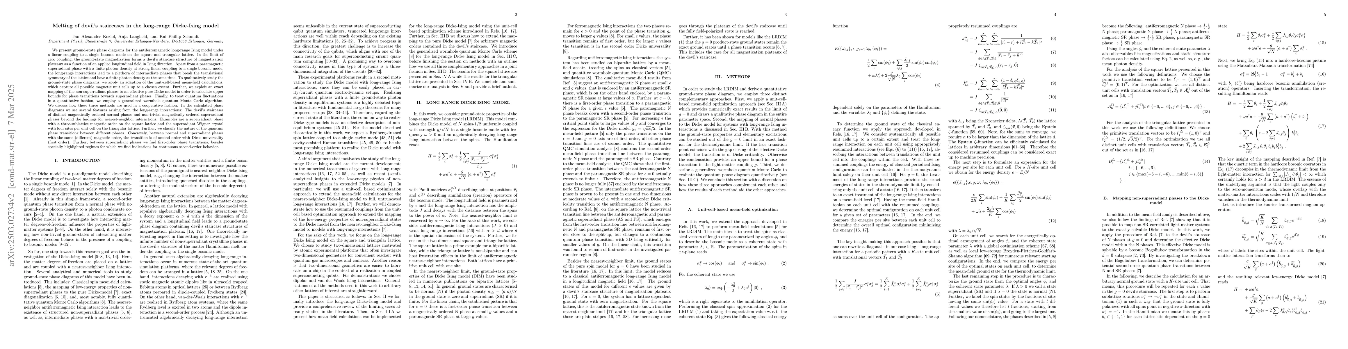 Thumbnail for Melting of devil's staircases in the long-range Dicke-Ising model