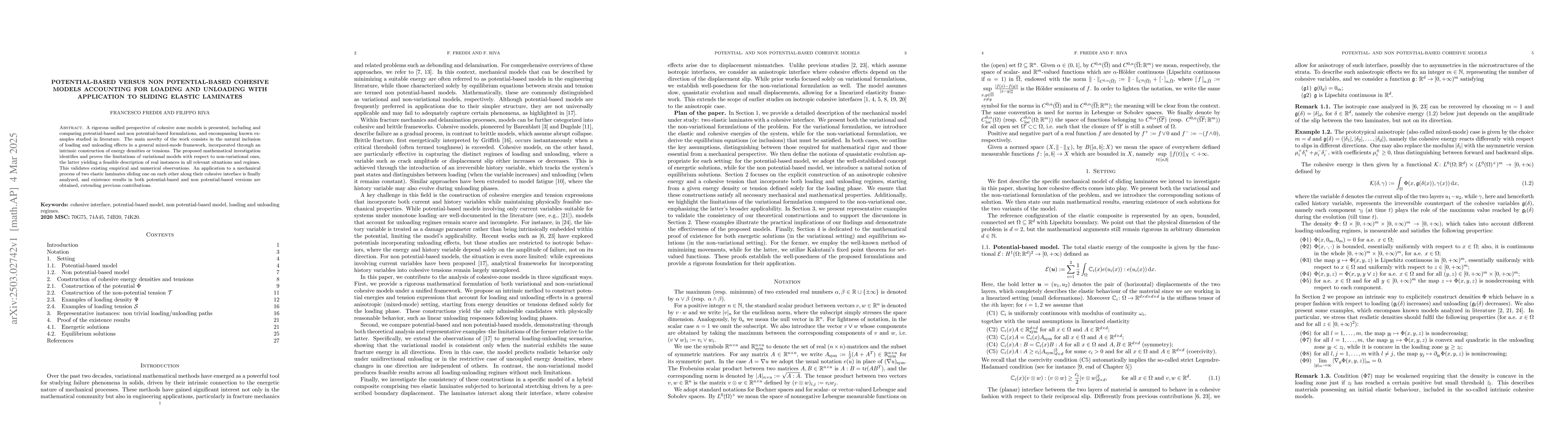 Thumbnail for Potential-based versus non potential-based cohesive models accounting
  for loading and unloading with application to sliding elastic laminates