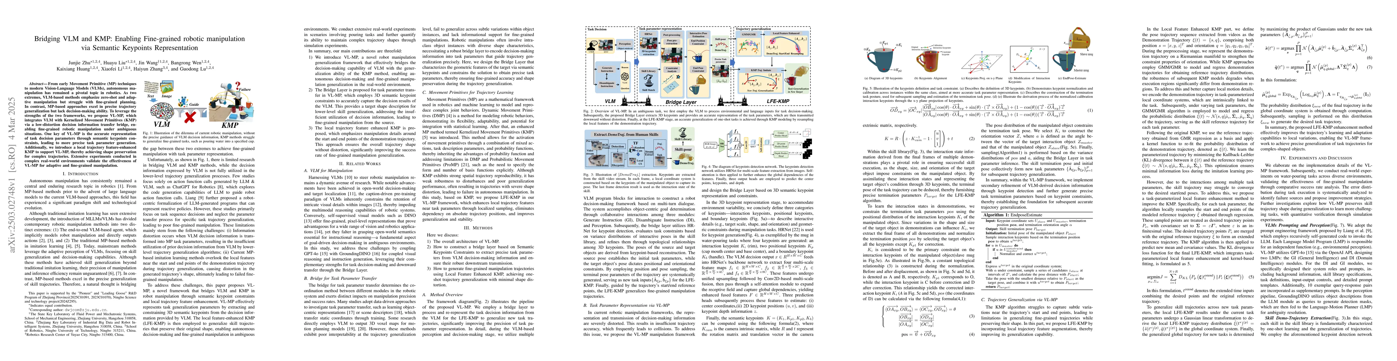 Thumbnail for Bridging VLM and KMP: Enabling Fine-grained robotic manipulation via
  Semantic Keypoints Representation