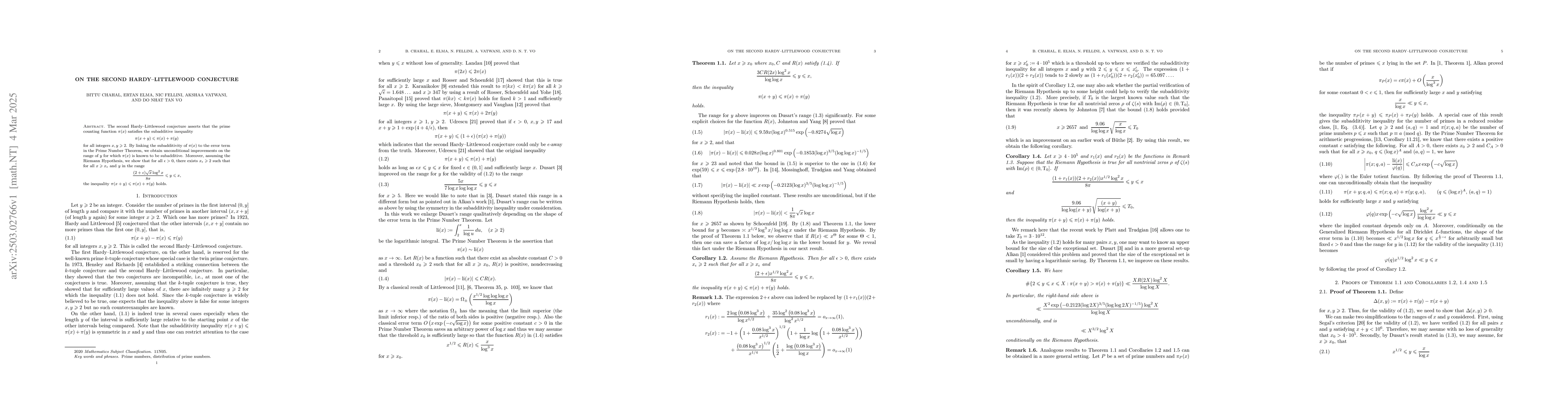 Thumbnail for On the Second Hardy-Littlewood Conjecture