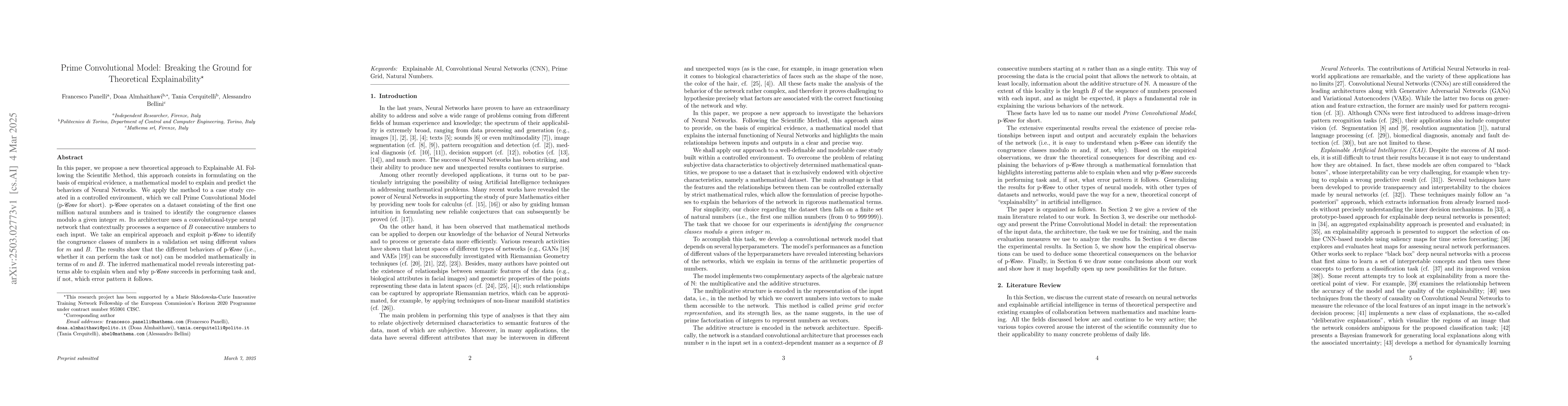 Thumbnail for Prime Convolutional Model: Breaking the Ground for Theoretical
  Explainability