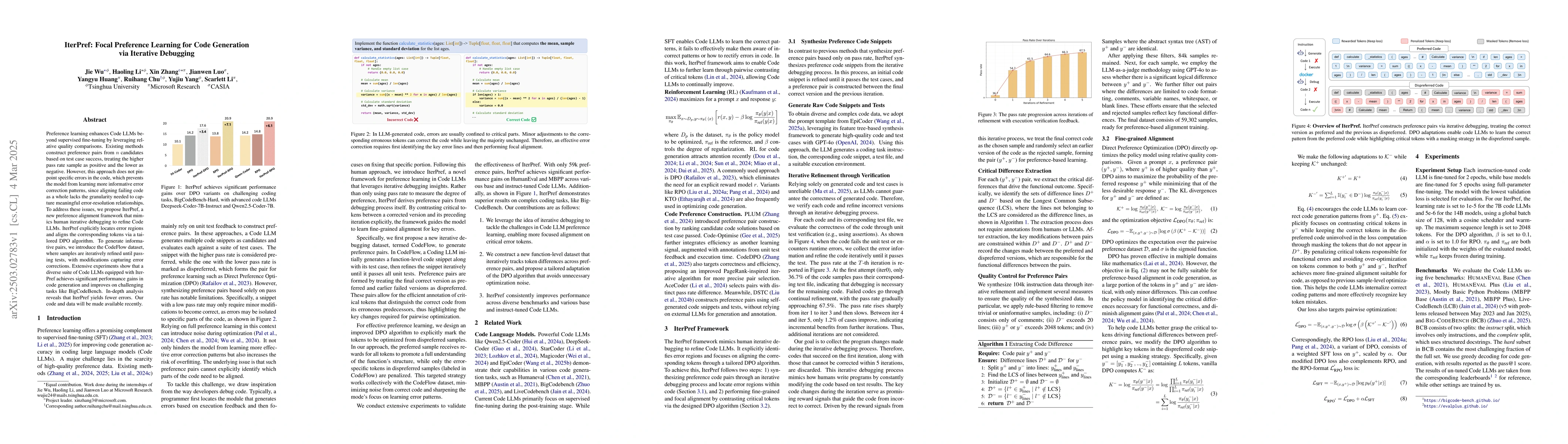 Thumbnail for IterPref: Focal Preference Learning for Code Generation via Iterative
  Debugging