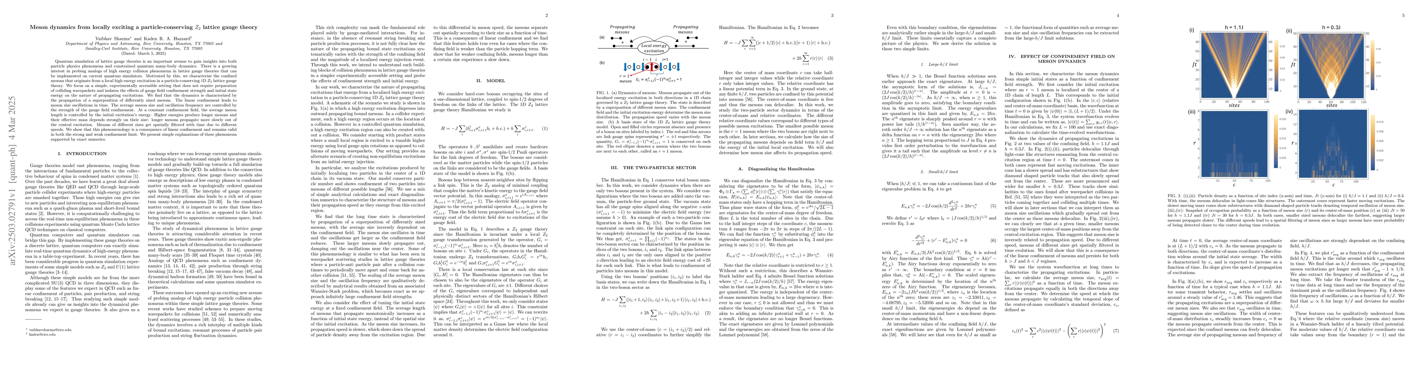 Thumbnail for Meson dynamics from locally exciting a particle-conserving $Z_2$ lattice
  gauge theory
