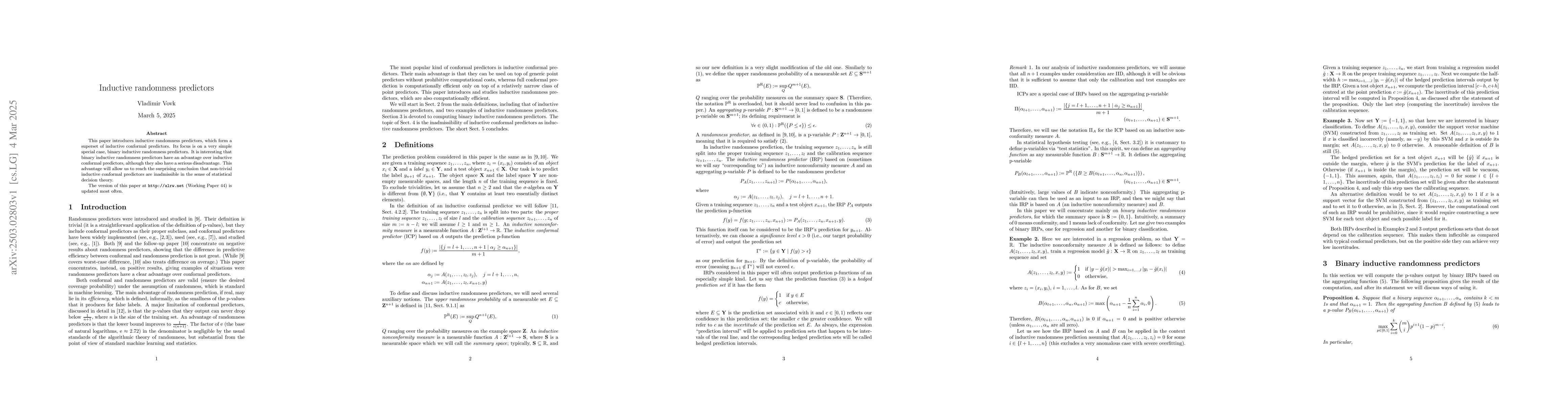 Thumbnail for Inductive randomness predictors