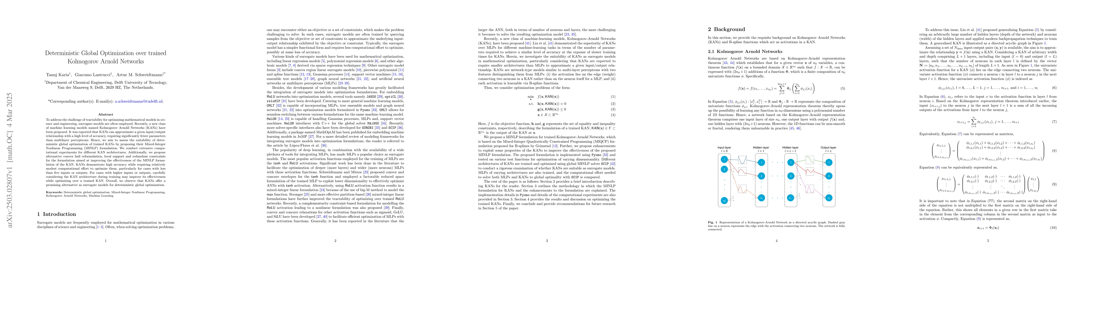Thumbnail for Deterministic Global Optimization over trained Kolmogorov Arnold
  Networks