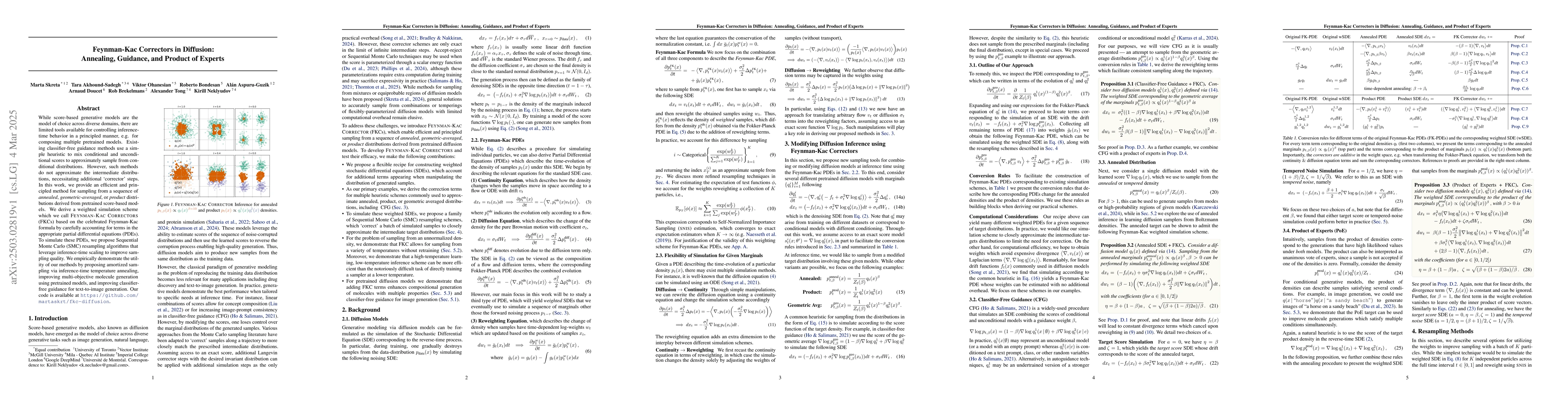 Thumbnail for Feynman-Kac Correctors in Diffusion: Annealing, Guidance, and Product of
  Experts