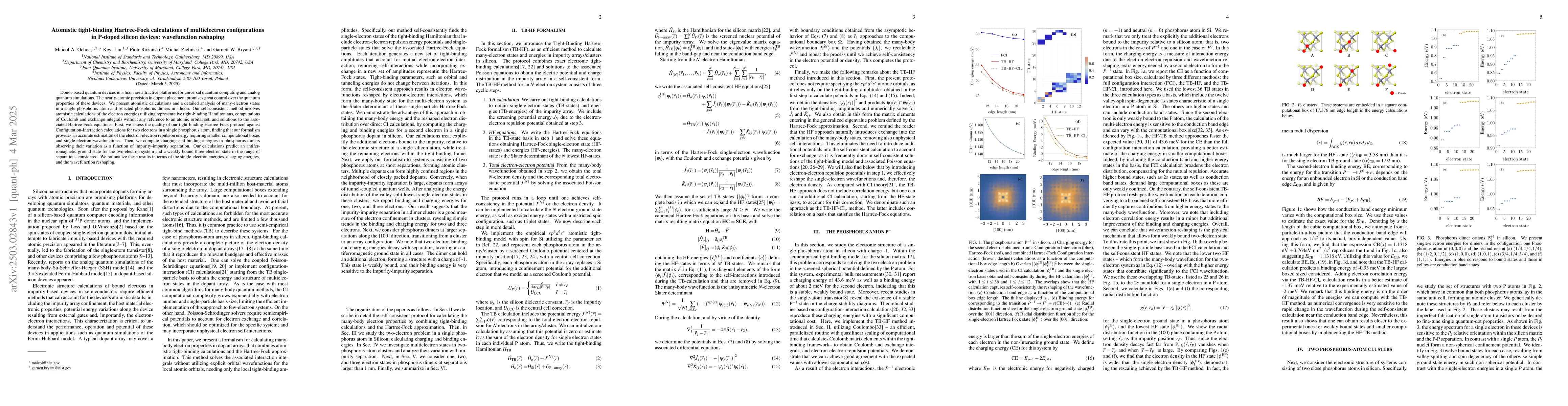 Thumbnail for Atomistic tight-binding Hartree-Fock calculations of multielectron
  configurations in P-doped silicon devices: wavefunction reshaping