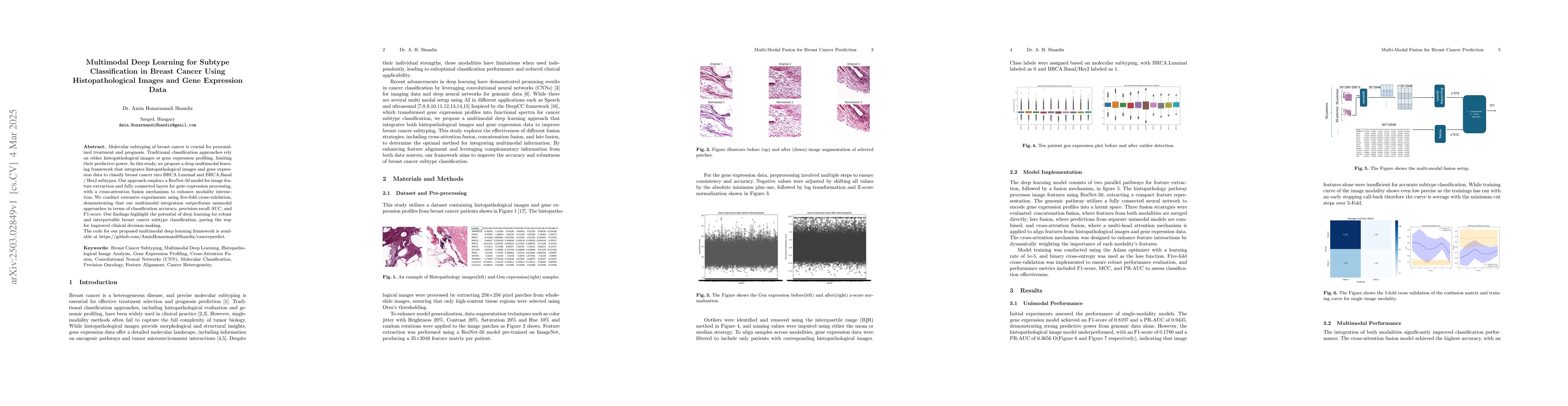 Thumbnail for Multimodal Deep Learning for Subtype Classification in Breast Cancer
  Using Histopathological Images and Gene Expression Data