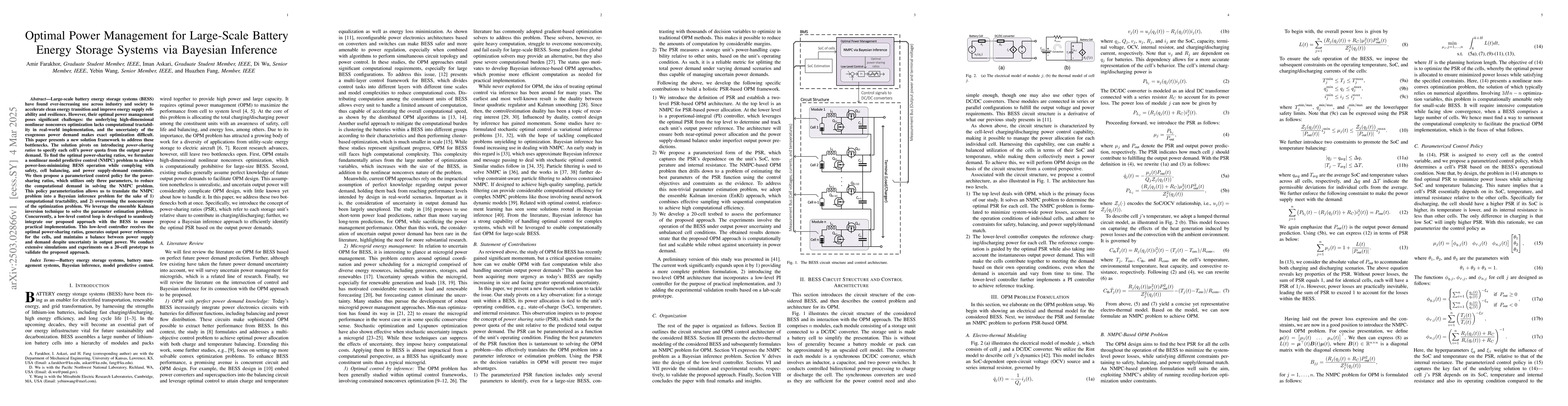 Thumbnail for Optimal Power Management for Large-Scale Battery Energy Storage Systems
  via Bayesian Inference