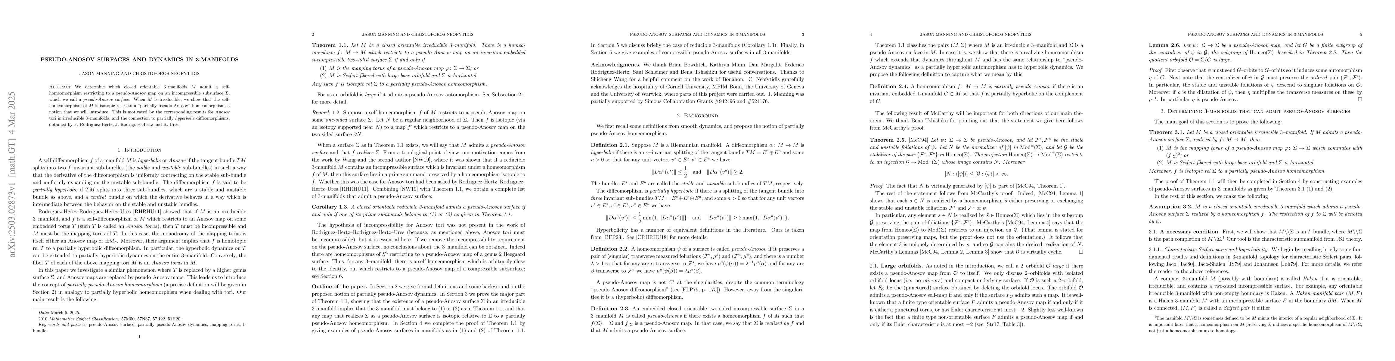 Thumbnail for Pseudo-Anosov surfaces and Dynamics in 3-manifolds