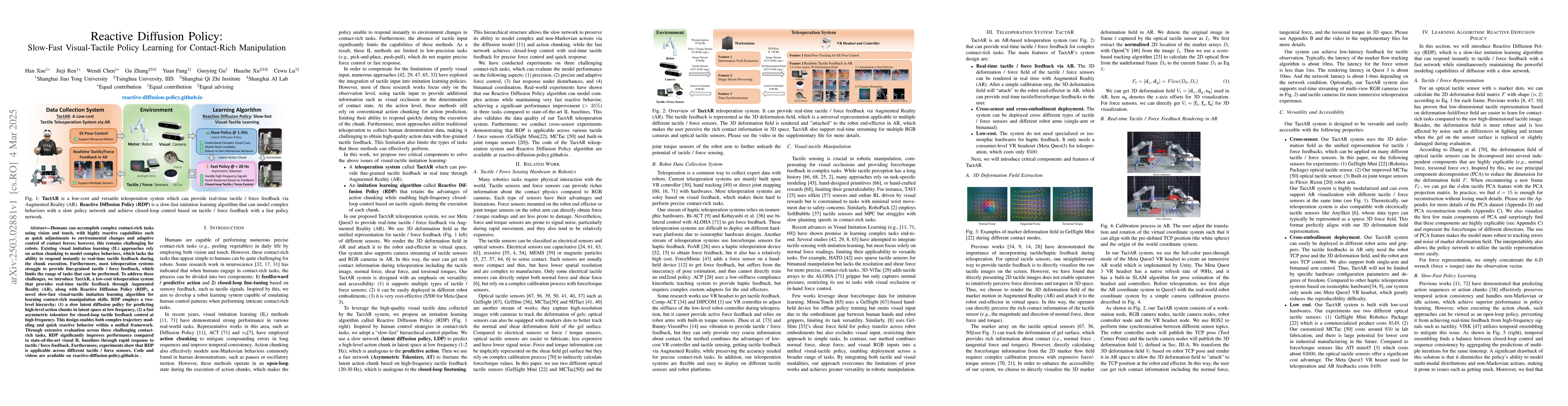 Thumbnail for Reactive Diffusion Policy: Slow-Fast Visual-Tactile Policy Learning for
  Contact-Rich Manipulation