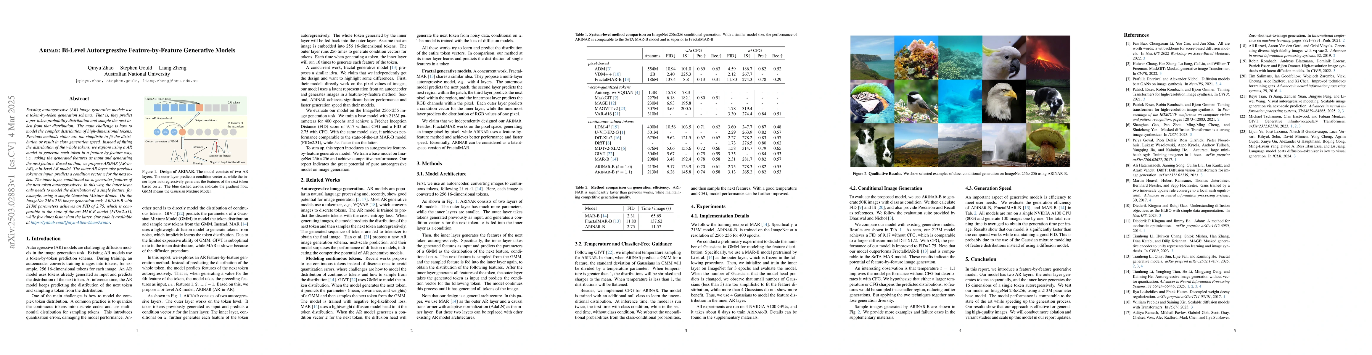 Thumbnail for ARINAR: Bi-Level Autoregressive Feature-by-Feature Generative Models