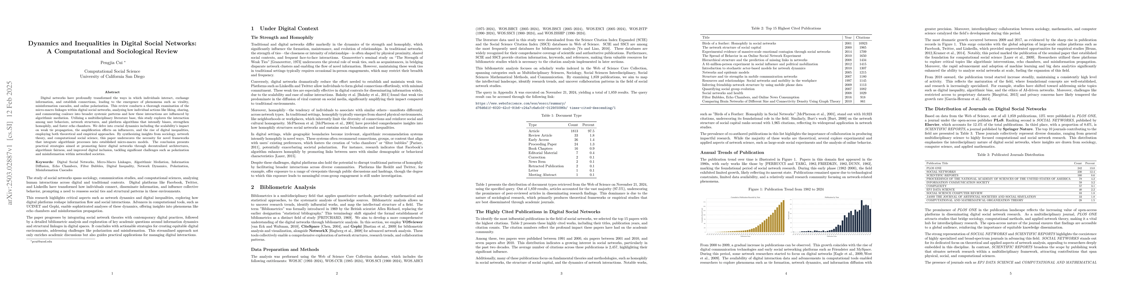 Thumbnail for Dynamics and Inequalities in Digital Social Networks: A Computational
  and Sociological Review
