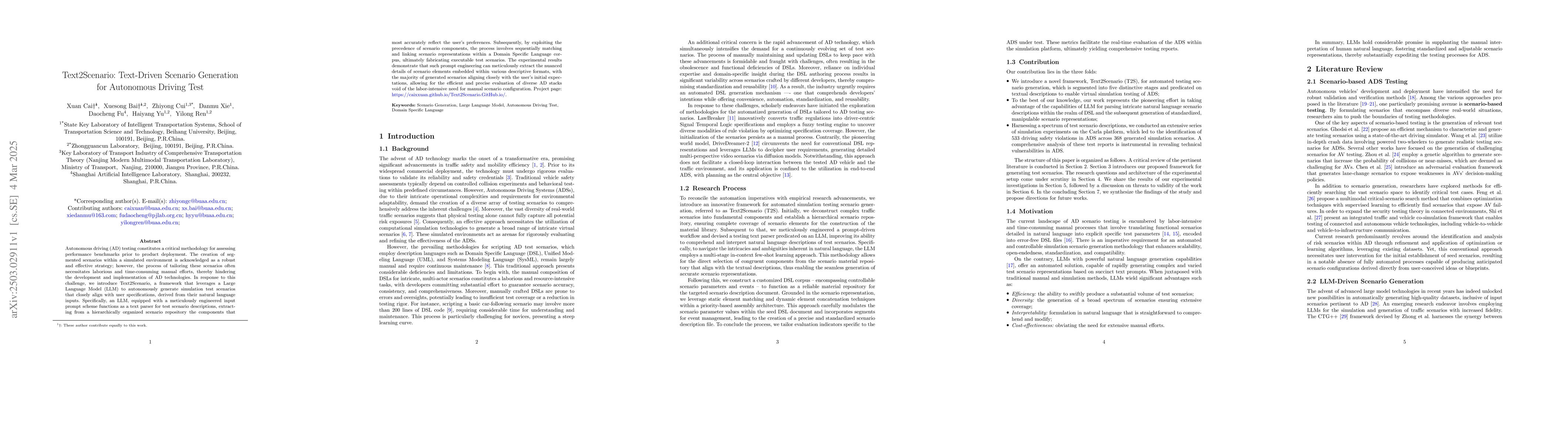 Thumbnail for Text2Scenario: Text-Driven Scenario Generation for Autonomous Driving
  Test