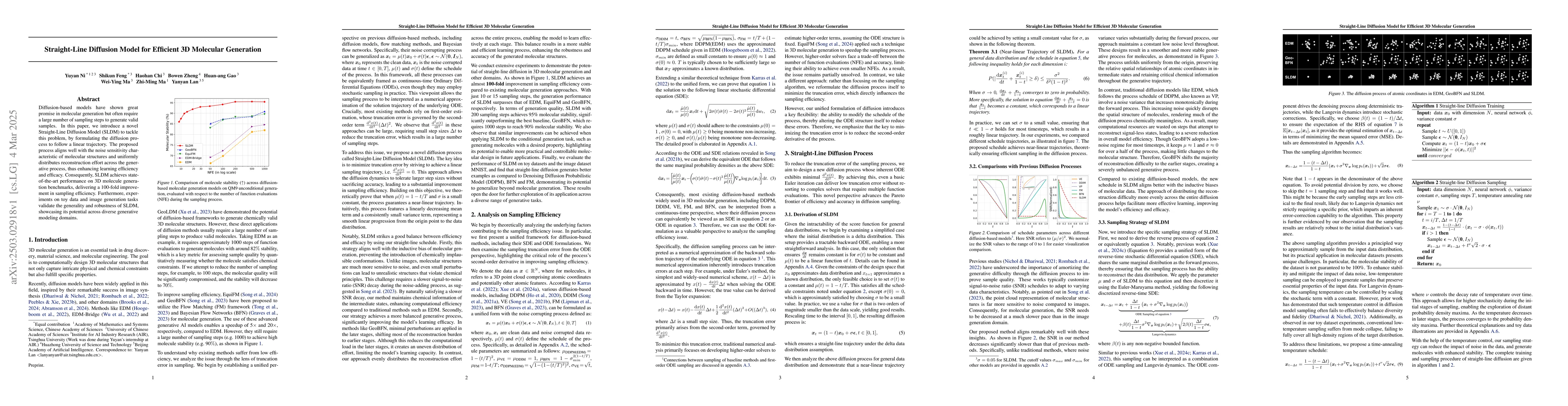 Thumbnail for Straight-Line Diffusion Model for Efficient 3D Molecular Generation