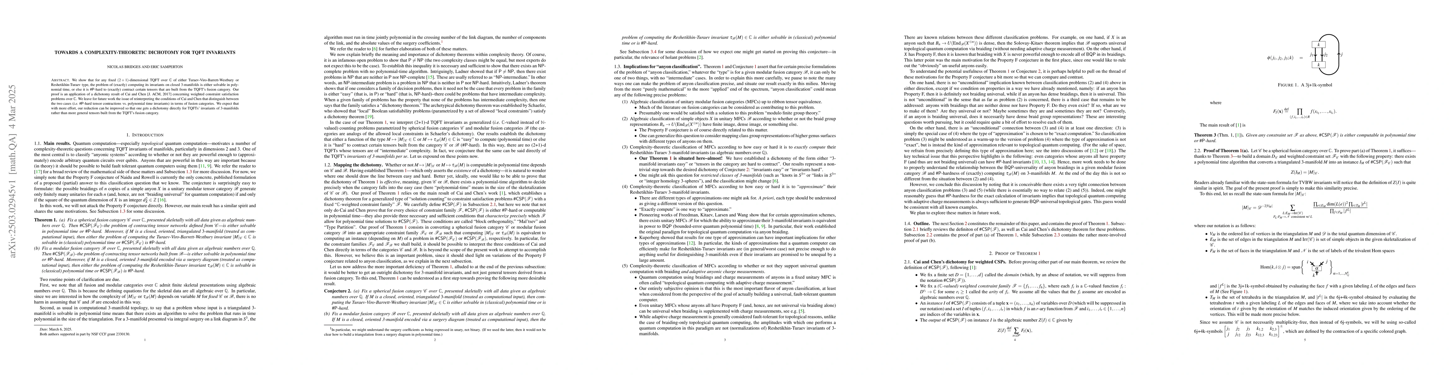 Thumbnail for Towards a complexity-theoretic dichotomy for TQFT invariants