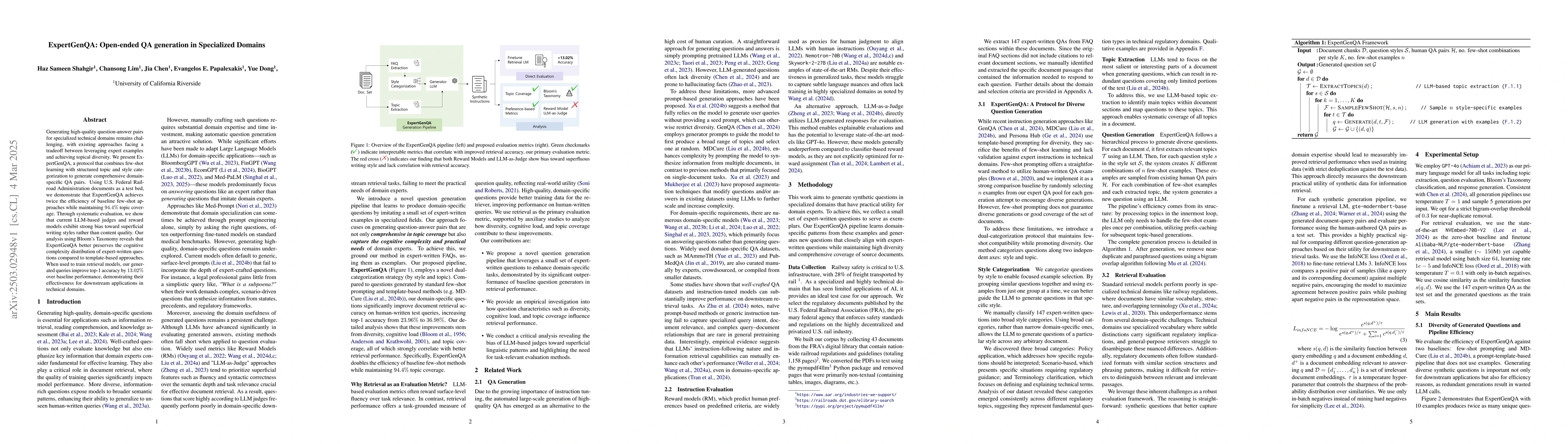 Thumbnail for ExpertGenQA: Open-ended QA generation in Specialized Domains