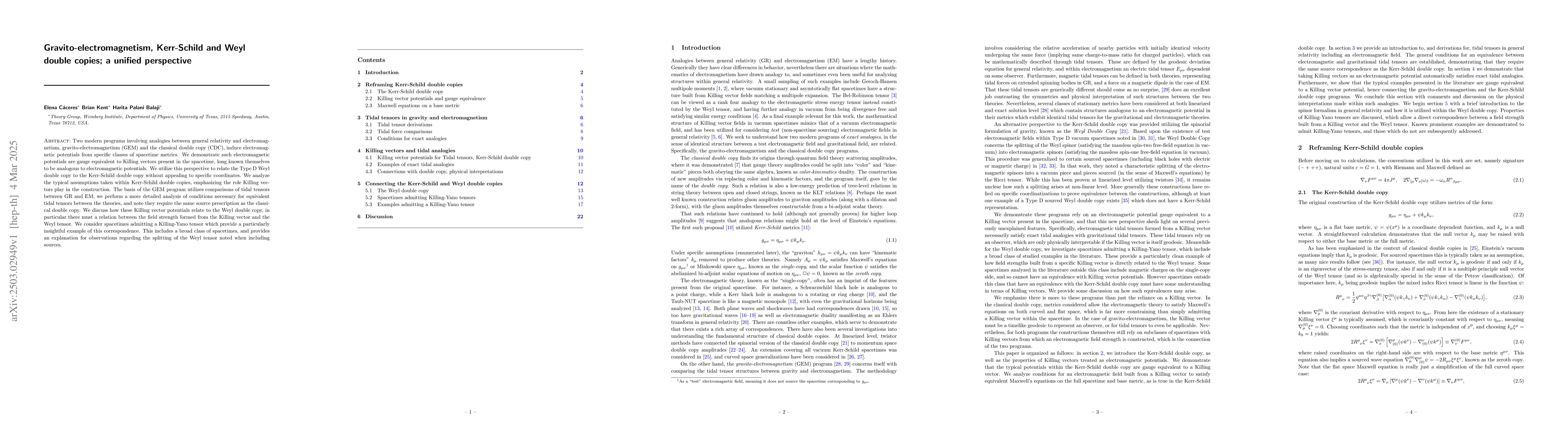 Thumbnail for Gravito-electromagnetism, Kerr-Schild and Weyl double copies; a unified
  perspective