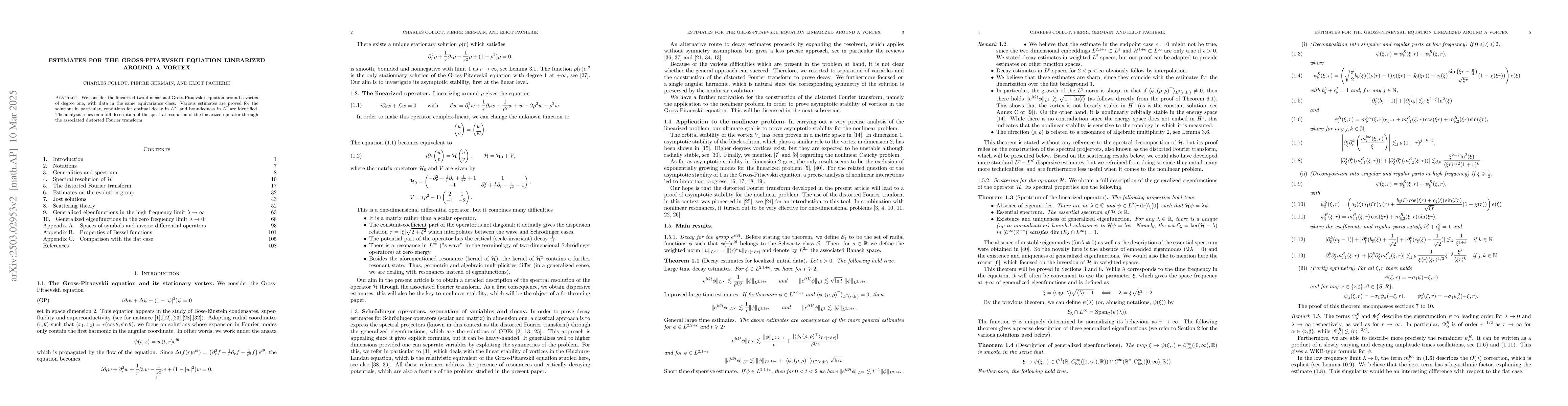Thumbnail for Estimates for the Gross-Pitaevskii equation linearized around a vortex