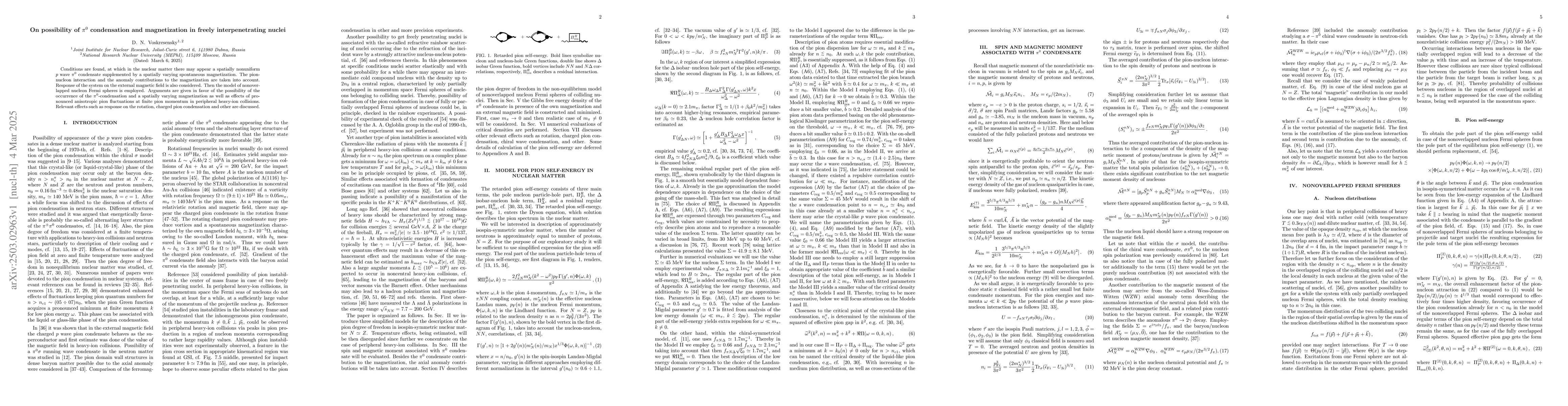 Thumbnail for On possibility of $π^0$ condensation and magnetization in freely
  interpenetrating nuclei