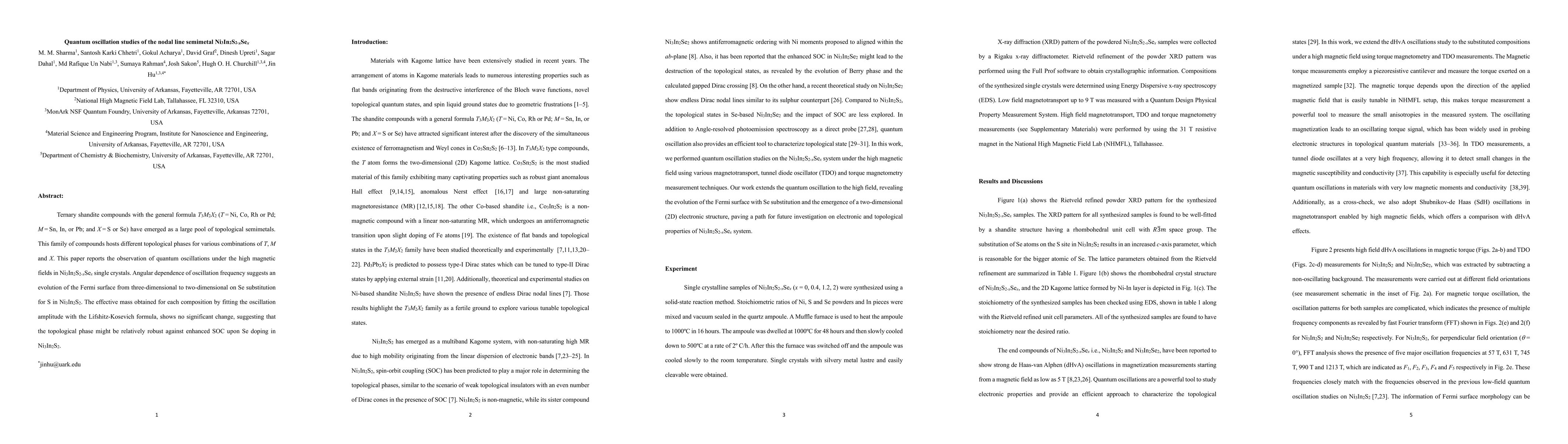Thumbnail for Quantum oscillation studies of the nodal line semimetal Ni3In2S2-xSex