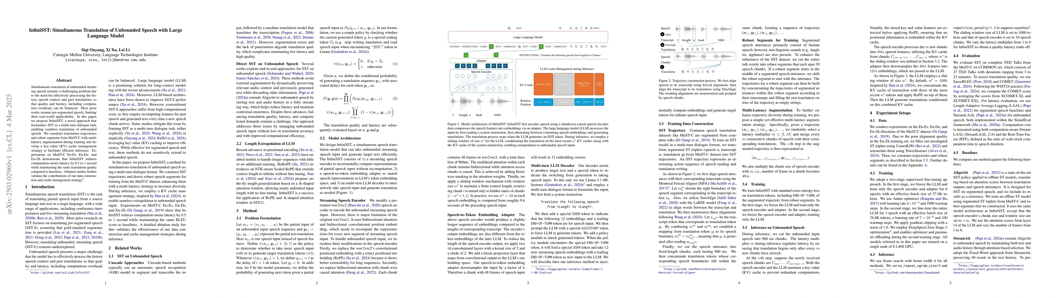 Thumbnail for InfiniSST: Simultaneous Translation of Unbounded Speech with Large
  Language Model