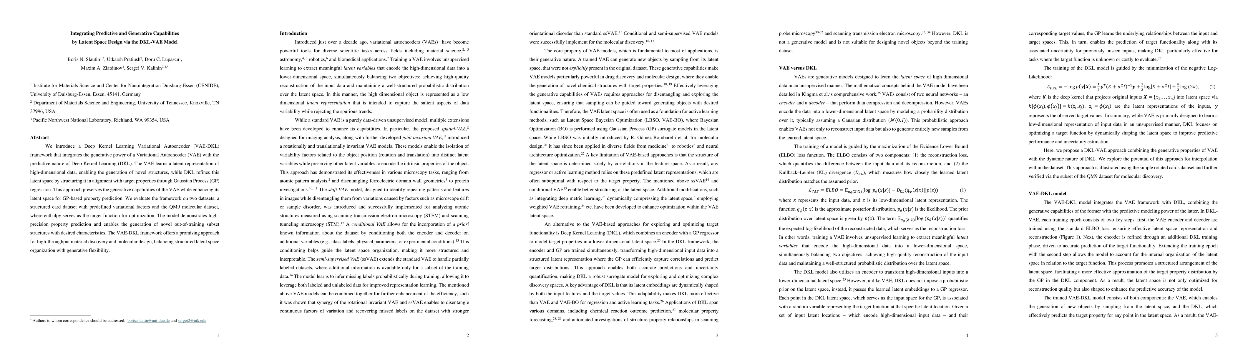 Thumbnail for Integrating Predictive and Generative Capabilities by Latent Space
  Design via the DKL-VAE Model