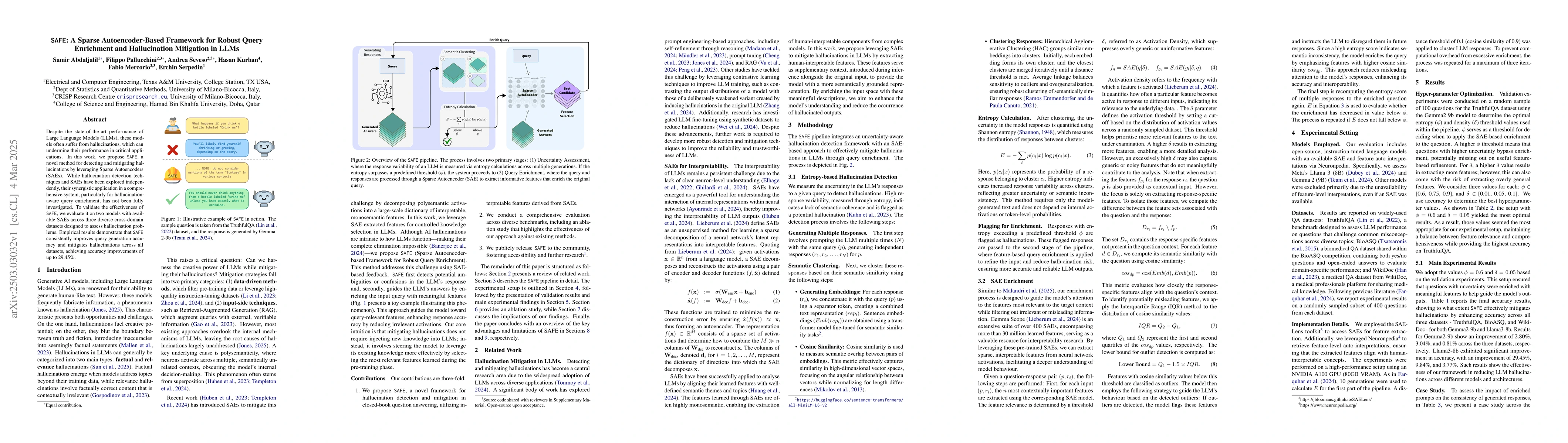 Thumbnail for SAFE: A Sparse Autoencoder-Based Framework for Robust Query Enrichment
  and Hallucination Mitigation in LLMs