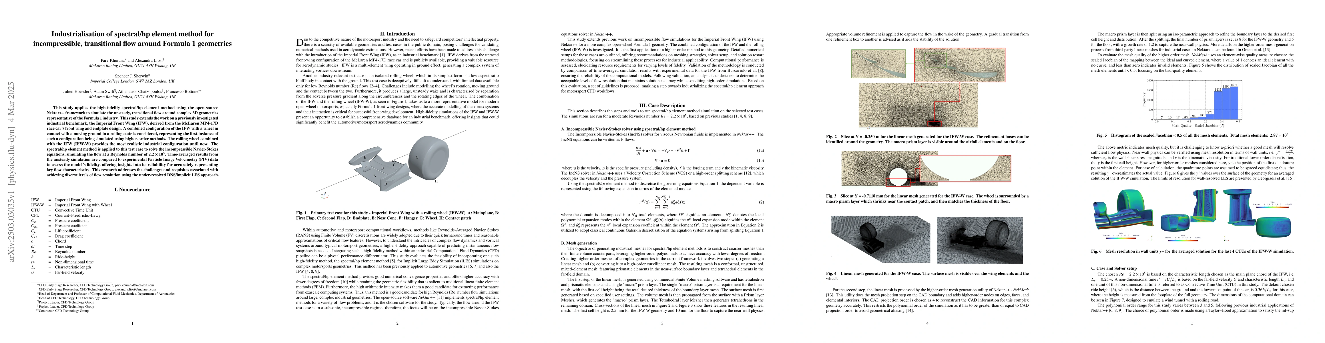 Thumbnail for Industrialisation of spectral/hp element method for incompressible,
  transitional flow around Formula 1 geometries