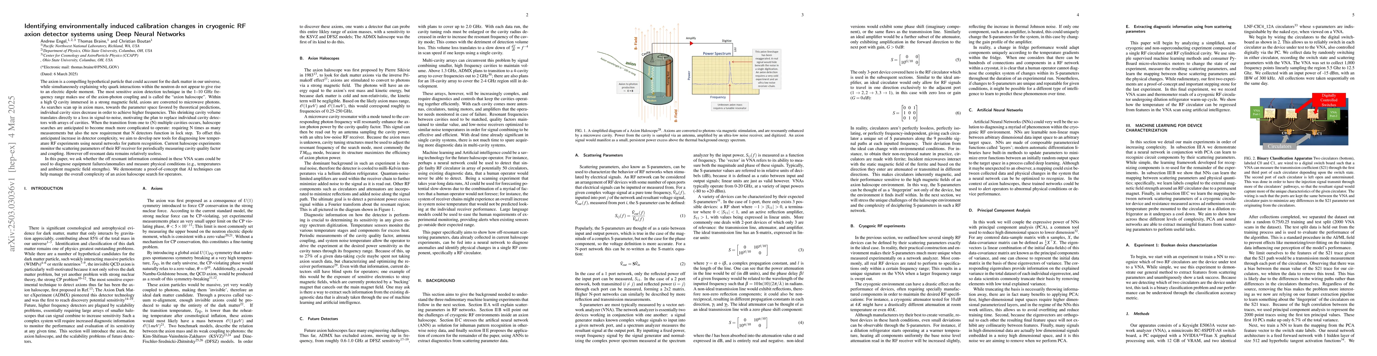 Thumbnail for Identifying environmentally induced calibration changes in cryogenic RF
  axion detector systems using Deep Neural Networks