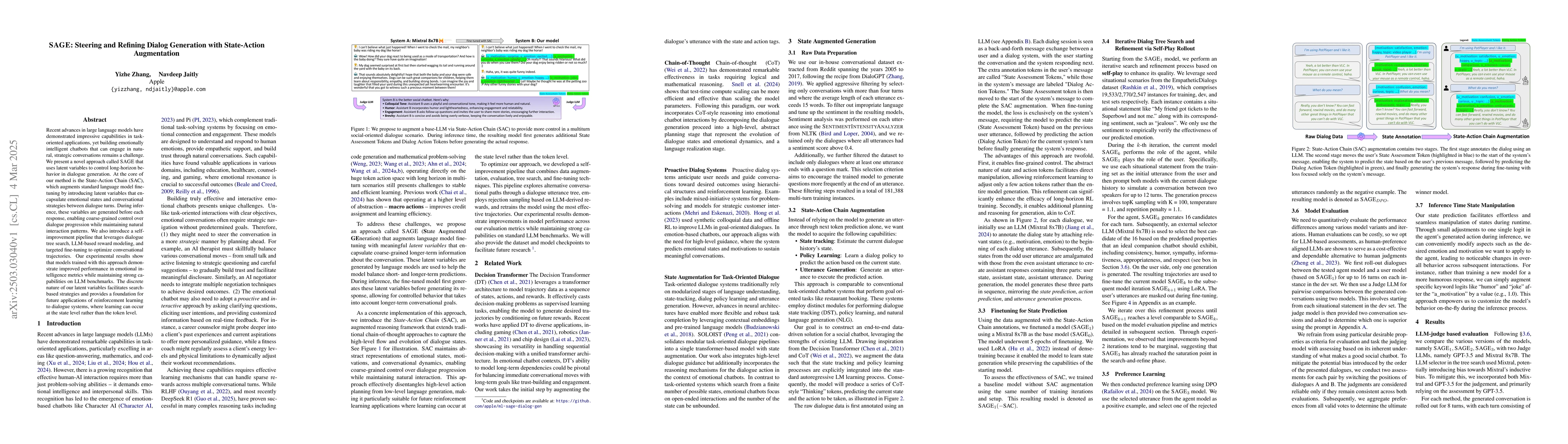 Thumbnail for SAGE: Steering and Refining Dialog Generation with State-Action
  Augmentation