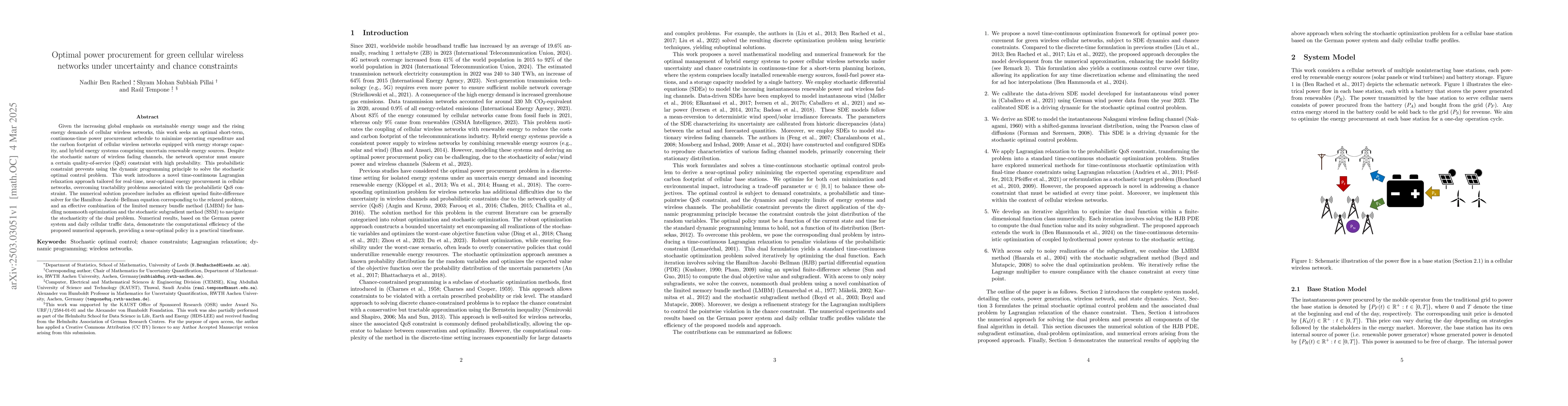 Thumbnail for Optimal power procurement for green cellular wireless networks under
  uncertainty and chance constraints