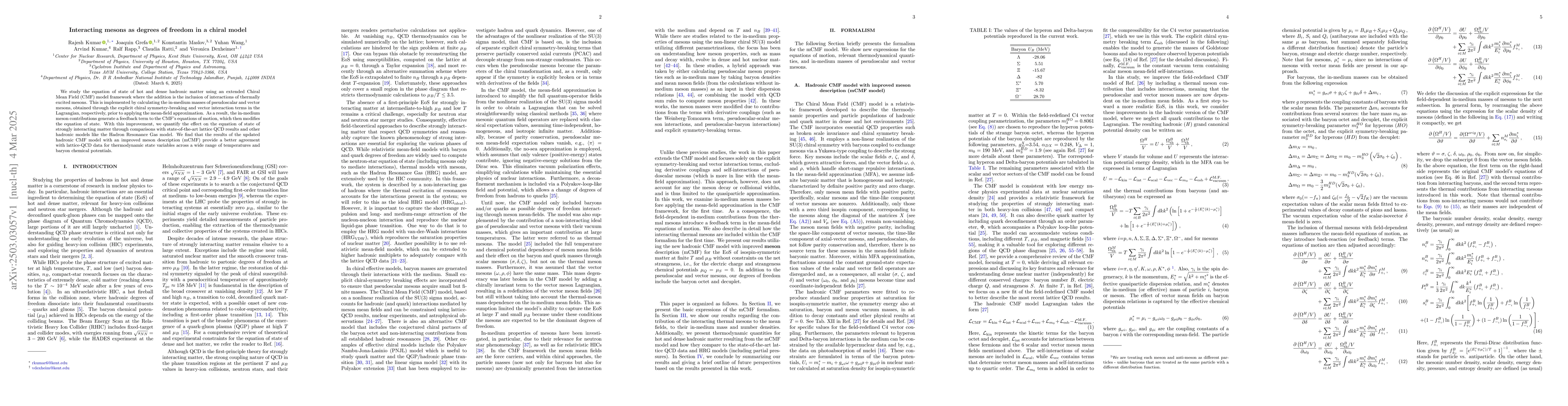 Thumbnail for Interacting mesons as degrees of freedom in a chiral model