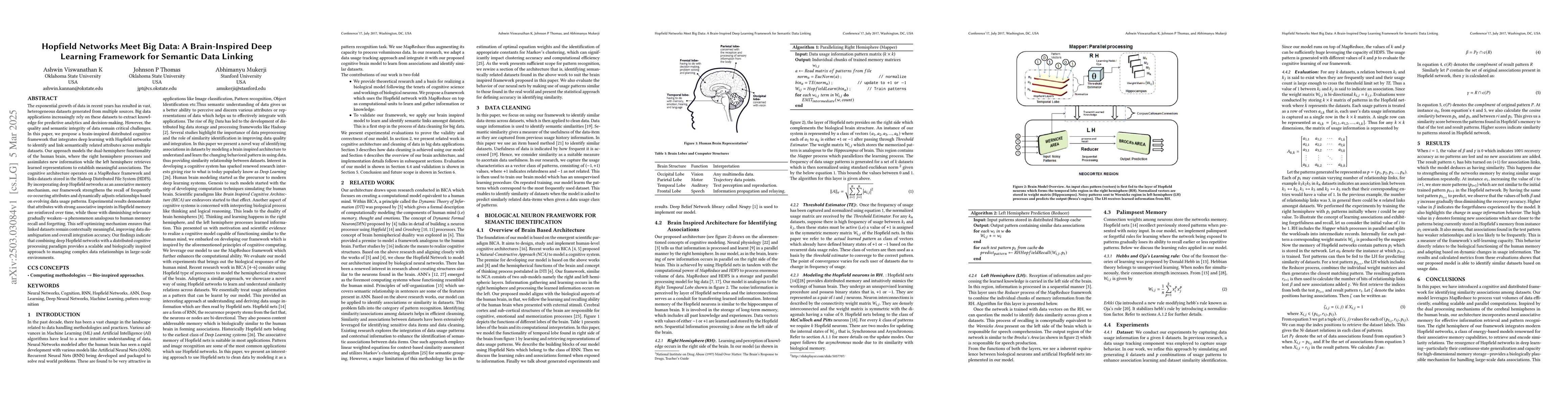 Thumbnail for Hopfield Networks Meet Big Data: A Brain-Inspired Deep Learning
  Framework for Semantic Data Linking