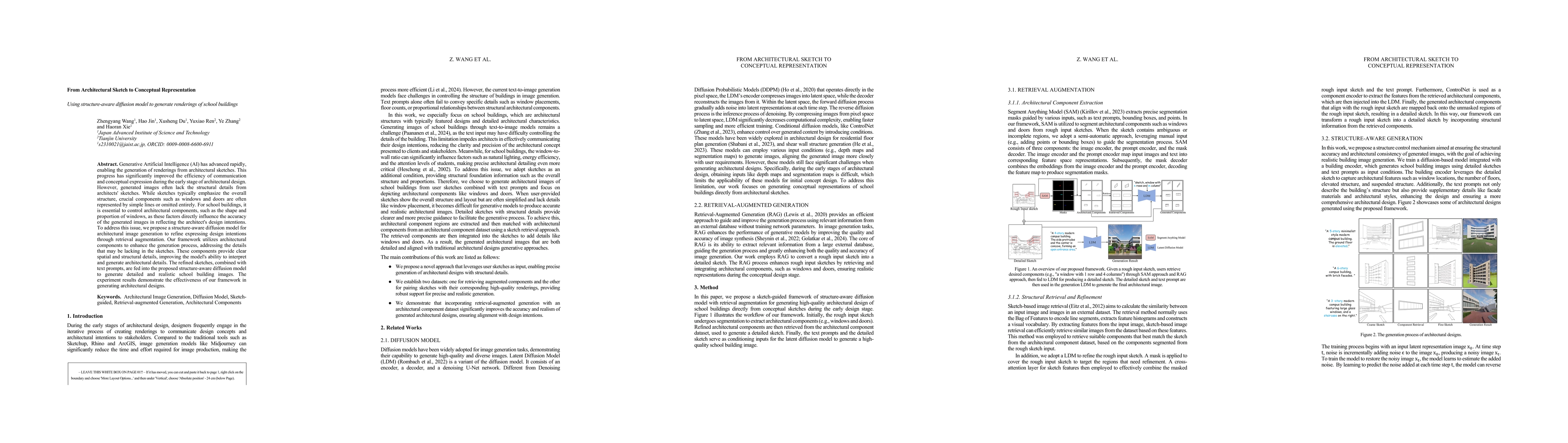 Thumbnail for From Architectural Sketch to Conceptual Representation: Using
  Structure-Aware Diffusion Model to Generate Renderings of School Buildings