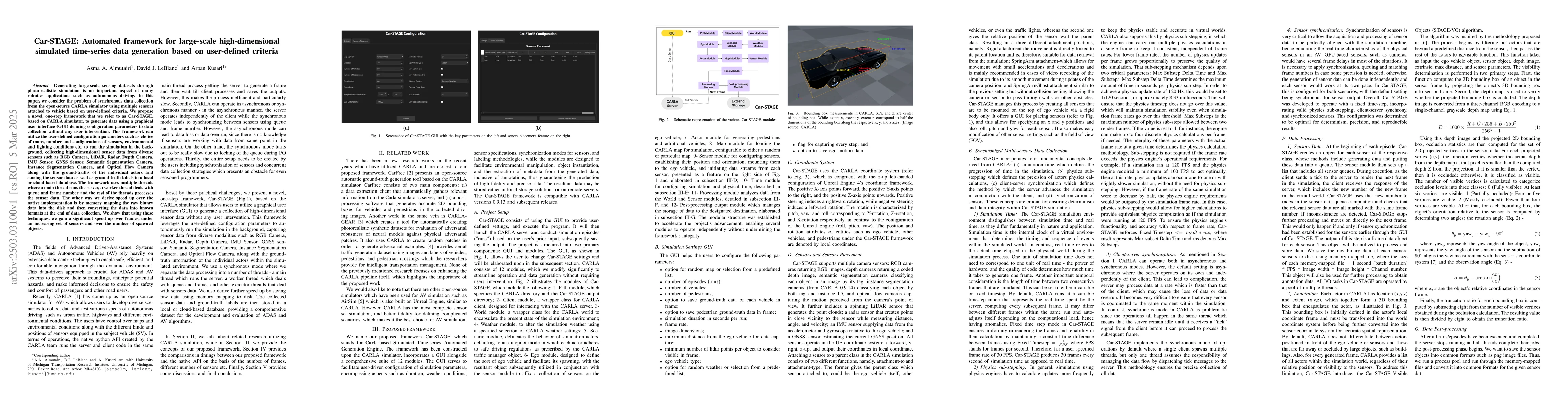 Thumbnail for Car-STAGE: Automated framework for large-scale high-dimensional
  simulated time-series data generation based on user-defined criteria